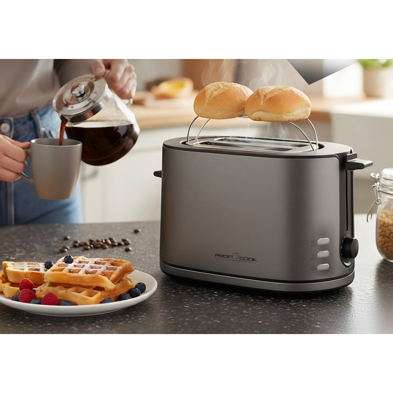 PROFI COOK bread toaster PC-TA 1291, 2 slices, stainless steel housing, graphite